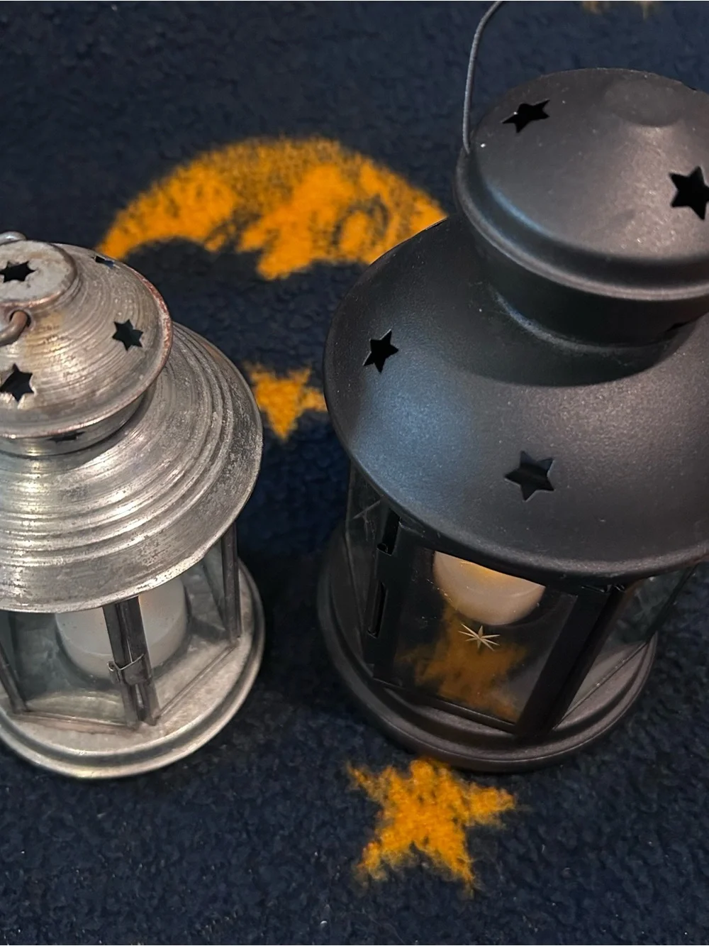 Set of 2 Gothic Star Metal Lanterns for LED Flameless Mini Candles Whimsigoth